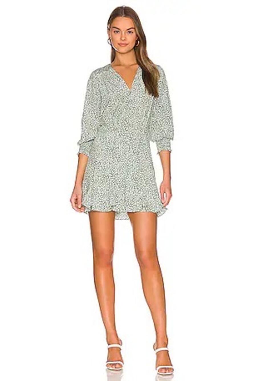 NWT Veronica Beard Desio Floral Stretch Silk Minidress Forest Green White Sz 00